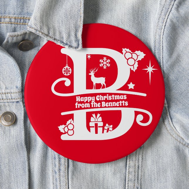 Letter B Monogram Initial Family Name Greeting   6 Cm Round Badge (In Situ)