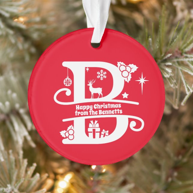 Letter B Monogram Initial Family Name Greeting  Ornament (Tree)