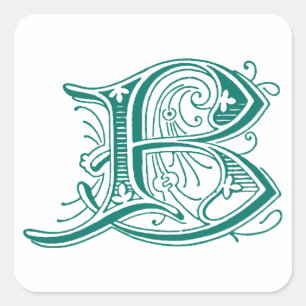 Letter B Monogram Square Sticker