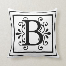 Letter B Monogram Throw Pillow