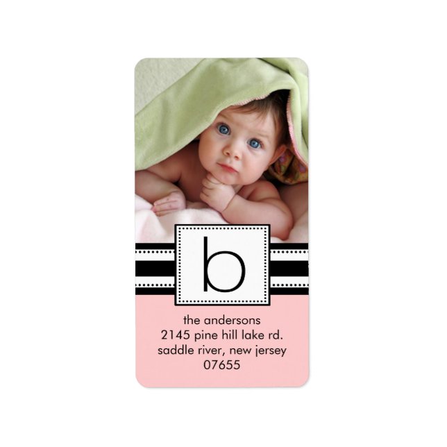 Letter B Monogram Vertical PHOTO Address Labels. Label (Front)