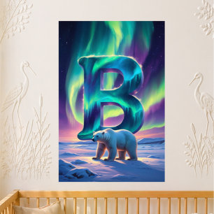 Letter B Northern Lights Nursery   Aurora Borealis Poster