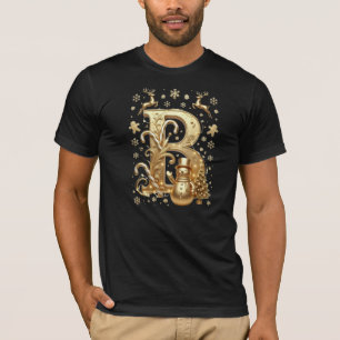 Letter B: Royal Gold Luxury Christmas T-Shirt