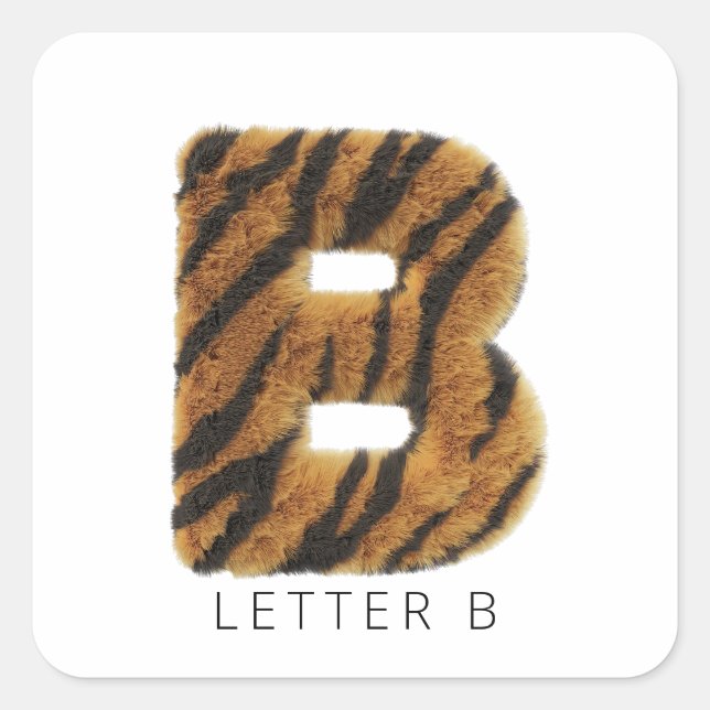 Letter B tiger fur Square Sticker (Front)