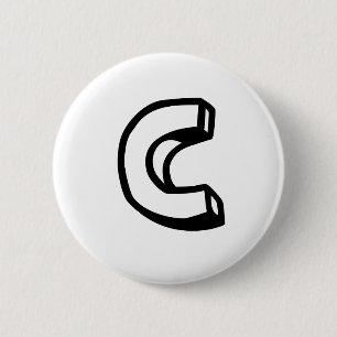 Letter C 6 Cm Round Badge