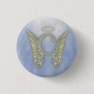 Letter C Angel Monogram 3 Cm Round Badge