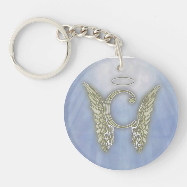 Letter C Angel Monogram Key Ring (Front)