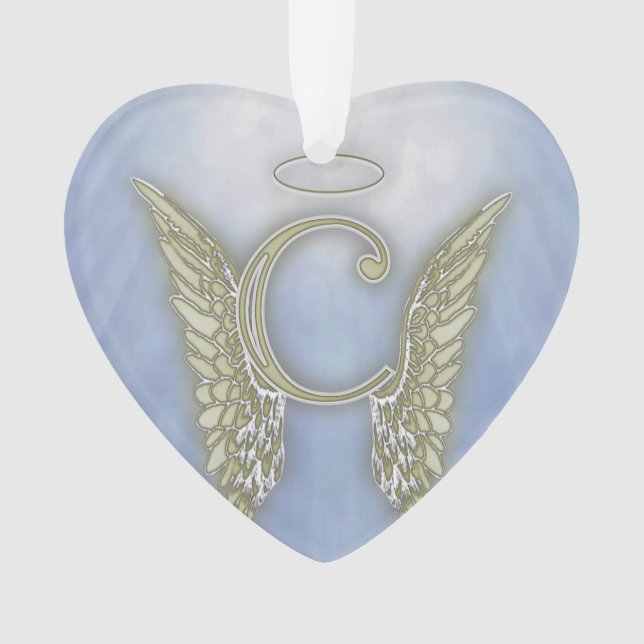 Letter C Angel Monogram Ornament (Front)