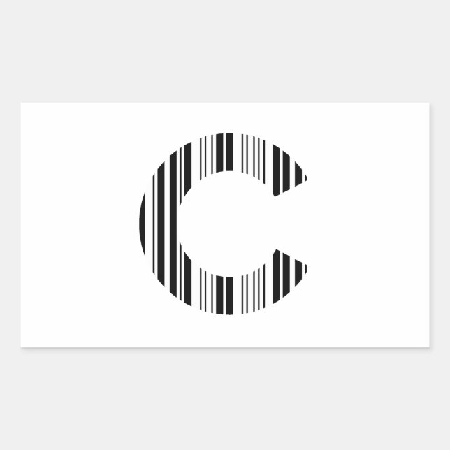 LETTER C BAR CODE First Initial Barcode Pattern Rectangular Sticker (Front)