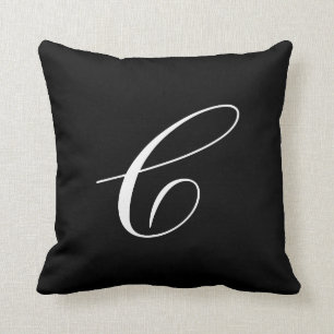 Letter C Black Monogram Pillow