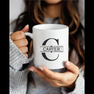 Letter C   Black ornamental Split Monogram  Coffee Mug