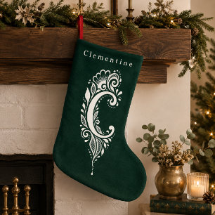 Letter C Botanical Monogram Personalised Stocking
