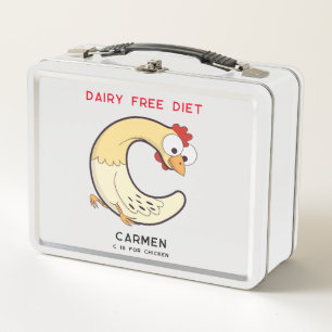 Letter C Chicken Name Allergies Back To School Metal Lunch Box