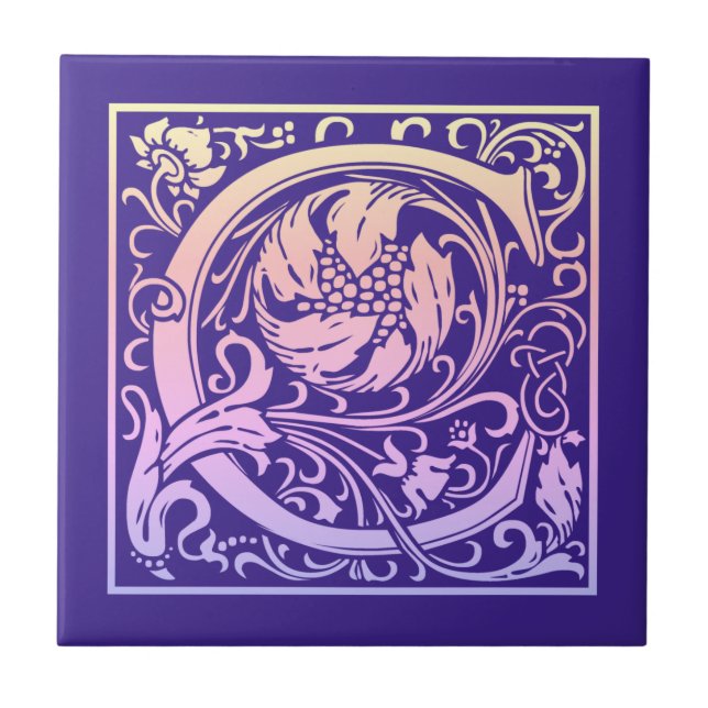 Letter C Colourful Vintage First Letter Gradient Tile (Front)