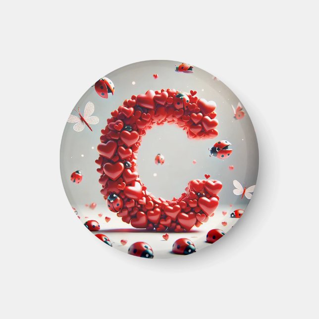 Letter C Creative Heart Cluster Magnet (Front)