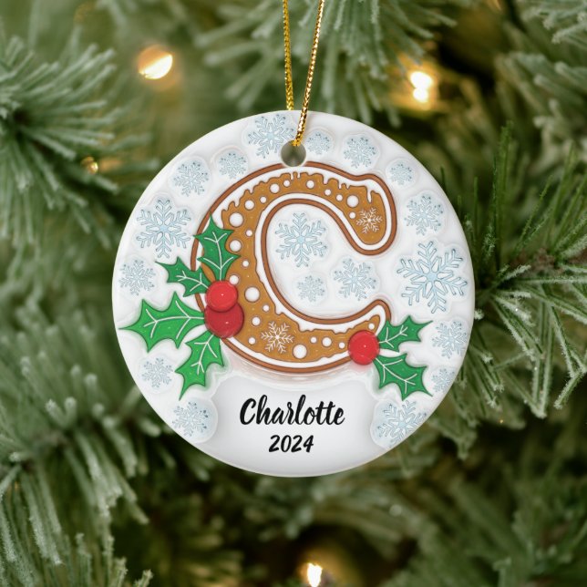 Letter C Custom Christmas Monogram Ornament (Tree)