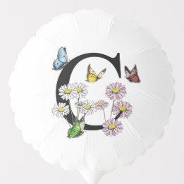 Letter C Floral Butterfly Monogram Initial     Balloon