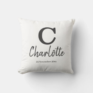 Letter C initial personalised name and date Cushion