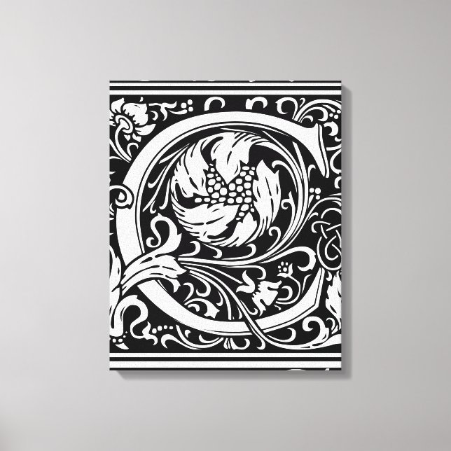 Letter C Mediaeval Monogram Art Nouveau Canvas Print (Front)