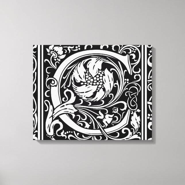 Letter C Mediaeval Monogram Art Nouveau Canvas Print (Front)
