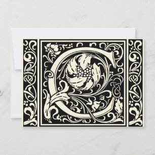 Letter C Mediaeval Monogram Art Nouveau Invitation