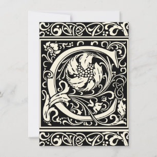 Letter C Mediaeval Monogram Art Nouveau Invitation