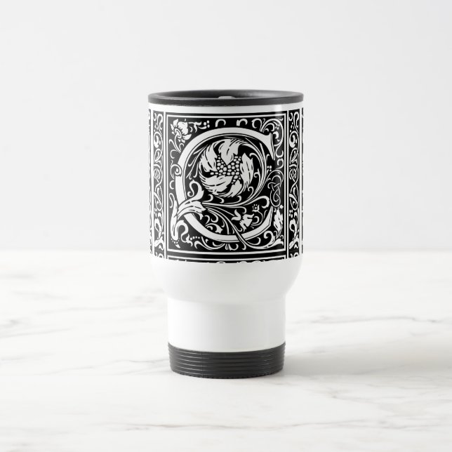 Letter C Mediaeval Monogram Art Nouveau Travel Mug (Center)