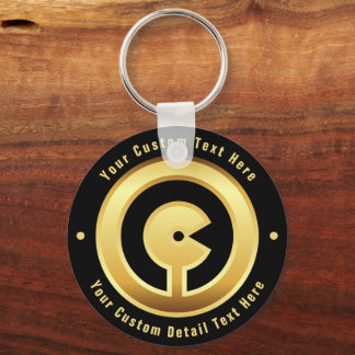 Letter C monogram Gold Circle Initial charm Key Ring