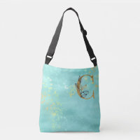 *~* LETTER C -Monogram Gold Glitter Turquoise Blue