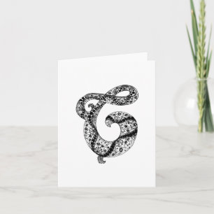 Letter C Monogram in Black and White Note Card