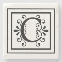 Letter C Monogram Stone Coasters