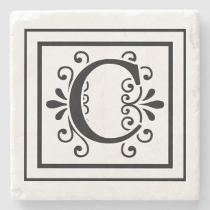 Letter C Monogram Stone Coasters