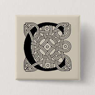 Letter C Monogram Vintage Celtic Knot Print 15 Cm Square Badge