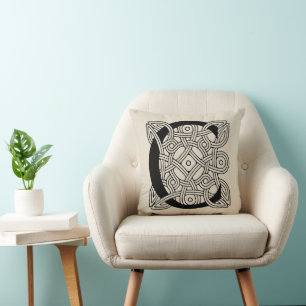Letter C Monogram Vintage Celtic Knot Print Cushion
