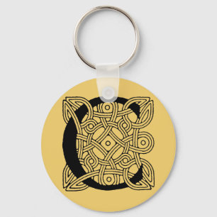 Letter C Monogram Vintage Celtic Knot Print Key Ring