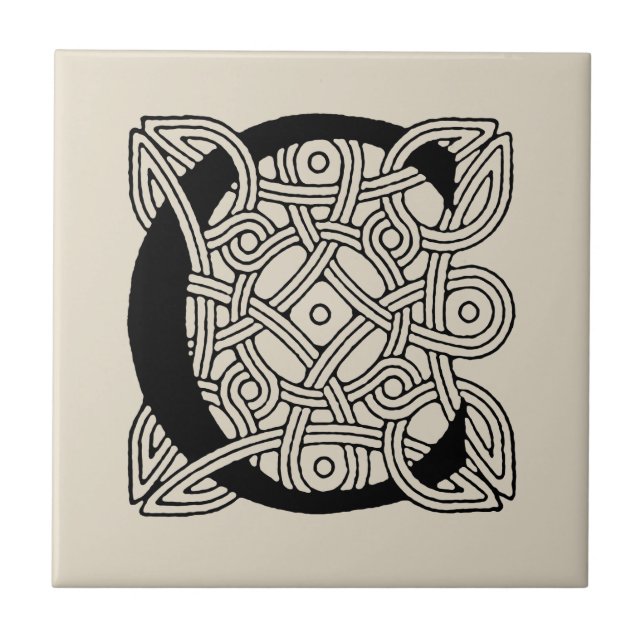 Letter C Monogram Vintage Celtic Knot Print Tile (Front)