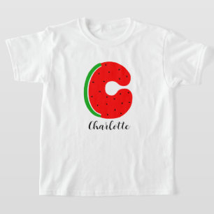Letter C Name T-shirt, Custom Name Watermelon  T-Shirt
