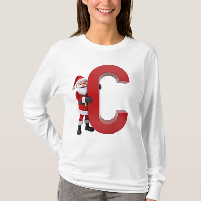 Letter C Santa Claus  T-Shirt (Front)