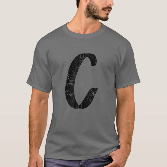 Letter C Single Initial Capital Alphabet Monogram T-Shirt (Front)