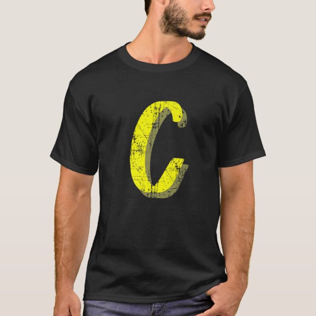 Letter C Single Initial Capital Alphabet Monogram T-Shirt (Front)