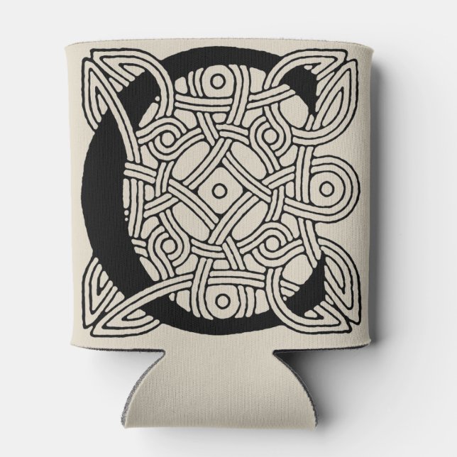 Letter C Vintage Celtic Knot Monogram Can Cooler (Back)