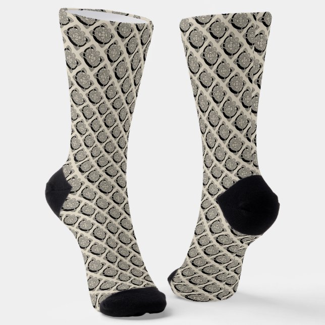 Letter C Vintage Celtic Knot Monogram Socks (Angled)