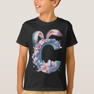 Letter C With Bunny Ears Adorned With Soft Pastel T-Shirt