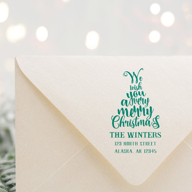 Letter Christmas Tree Holiday Return Address Self-inking Stamp (Creator Uploaded)