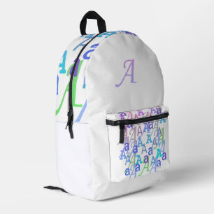 Letter Confetti "A" Printed Backpack