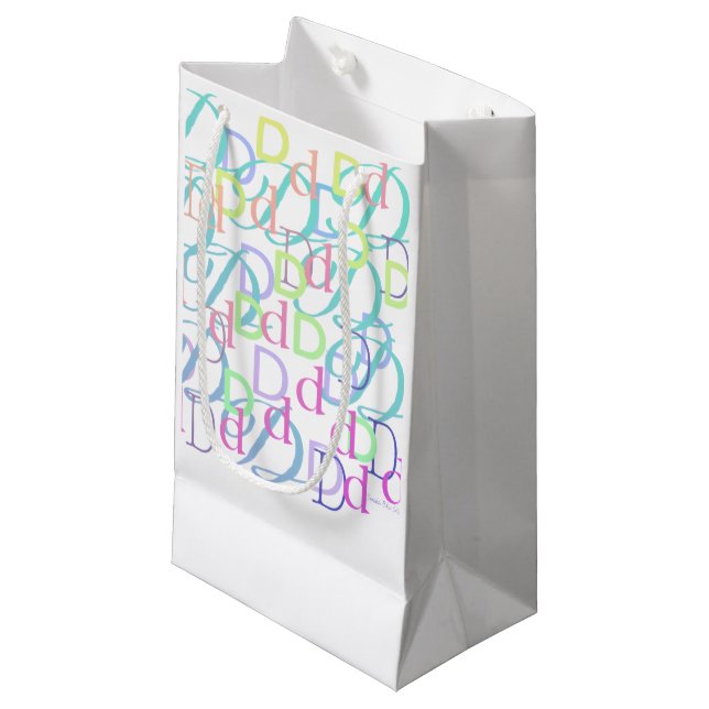 Letter Confetti "D" Small Gift Bag (Front Angled)
