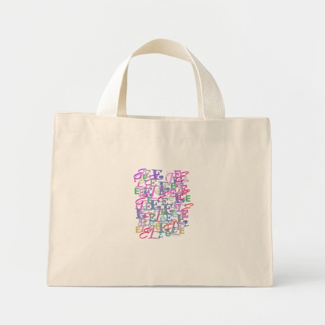 Letter Confetti "E" Mini Tote Bag (Front)