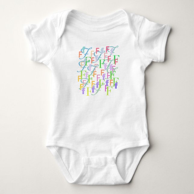 Letter Confetti "F" Baby Romper Bodysuit (Front)
