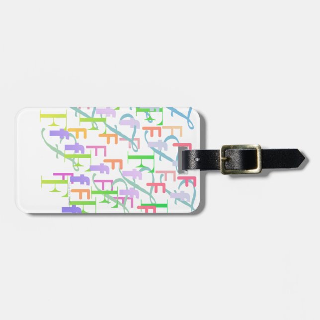 Letter Confetti "F" Luggage Tag (Front Horizontal)