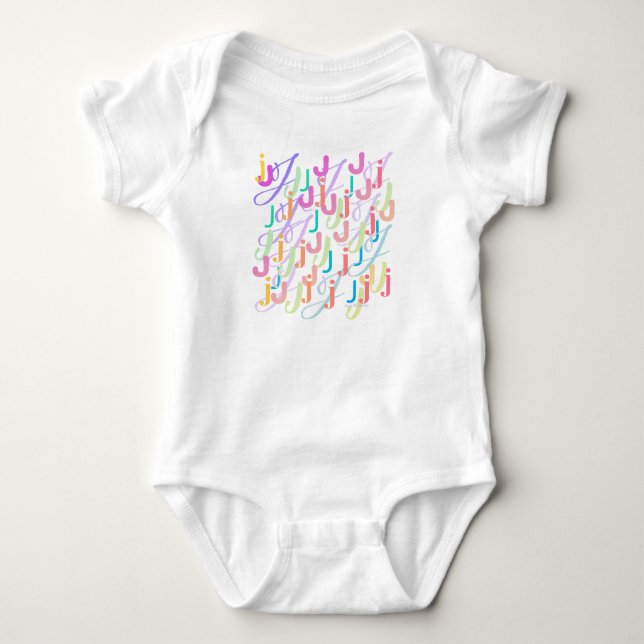 Letter Confetti "J" Baby Romper Bodysuit (Front)